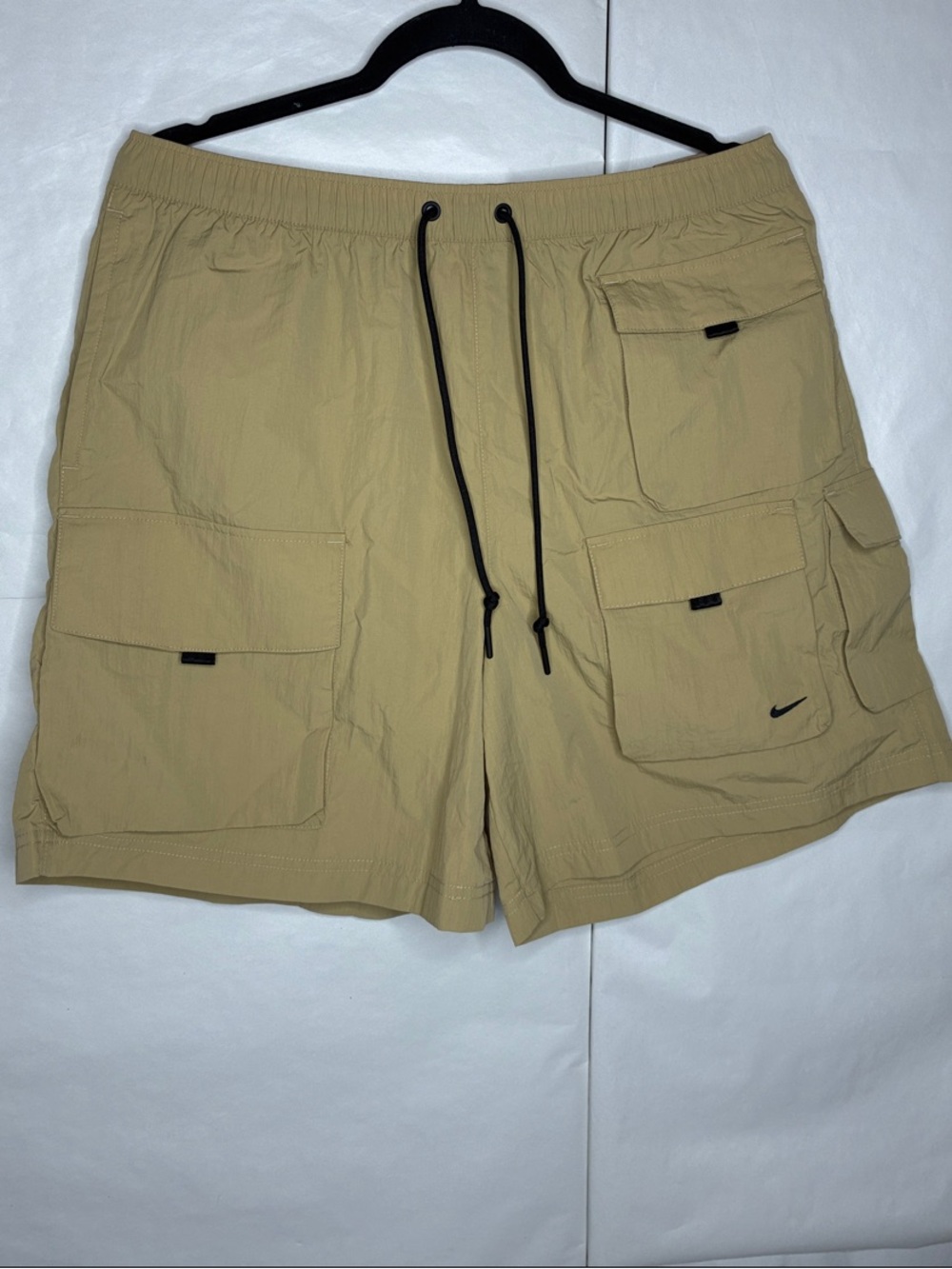 Nike Men’s Tan Cargo Shorts with Black Drawcord